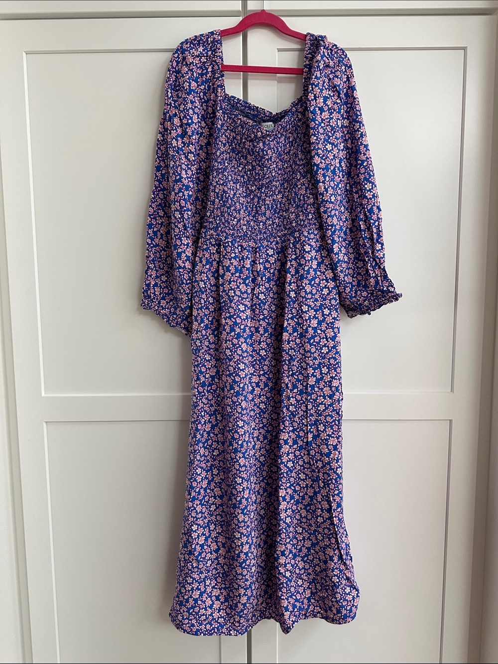 J. Crew Purple Maxi Dress with Pink Floral Print